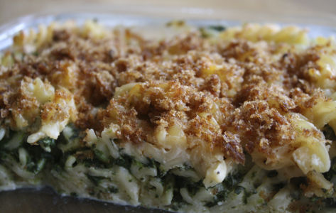 Macaroni met spinazie en Kees